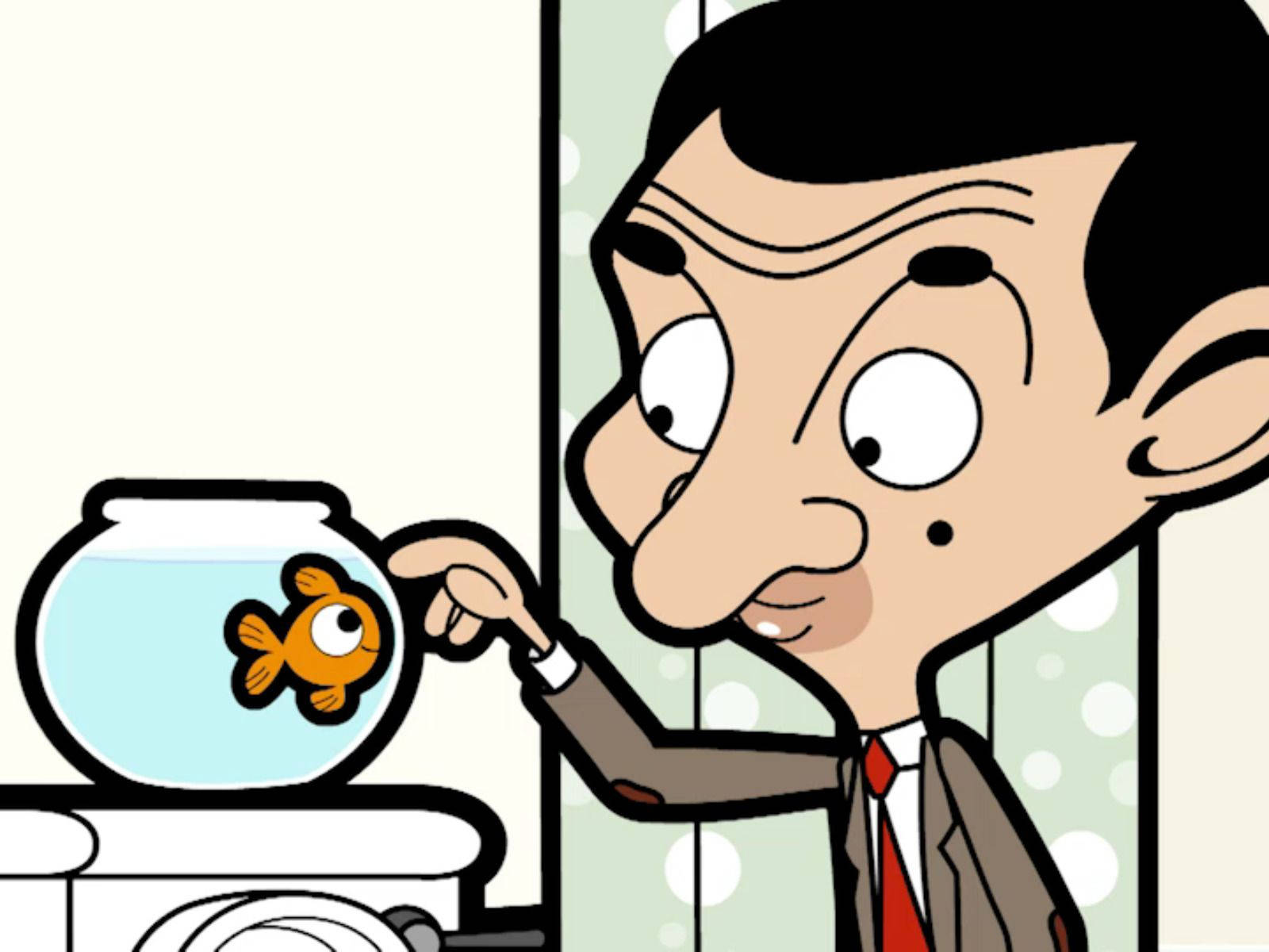 Mr. Bean Cartoon Fish Bowl Wallpaper