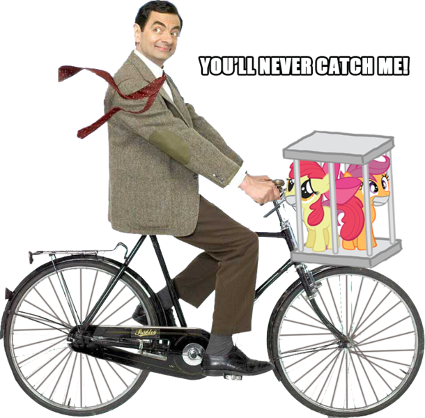 Mr Bean Escapeon Bicyclewith Ponies PNG