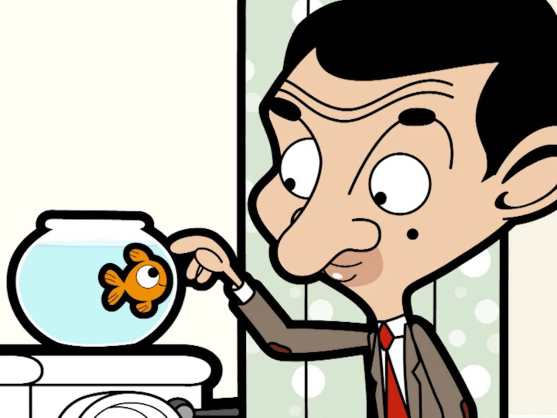 Mr. Bean In Fish Sitting Wallpaper