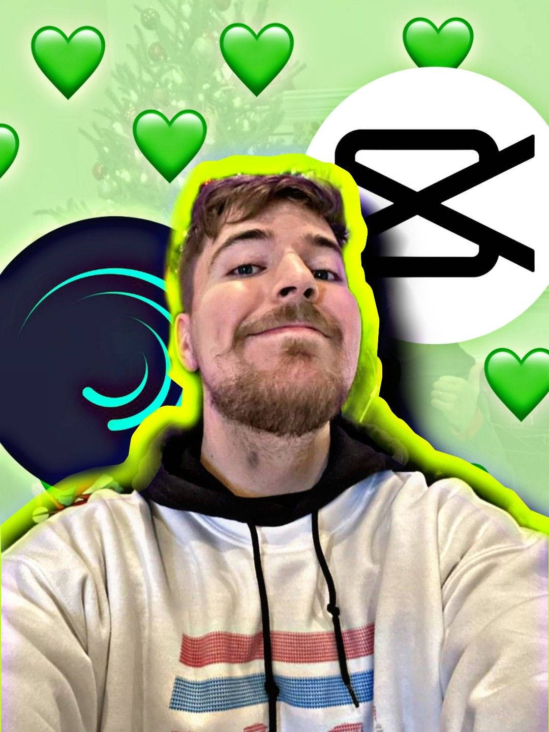 Mr Beast In Aesthetic Green Bacground Wallpaper