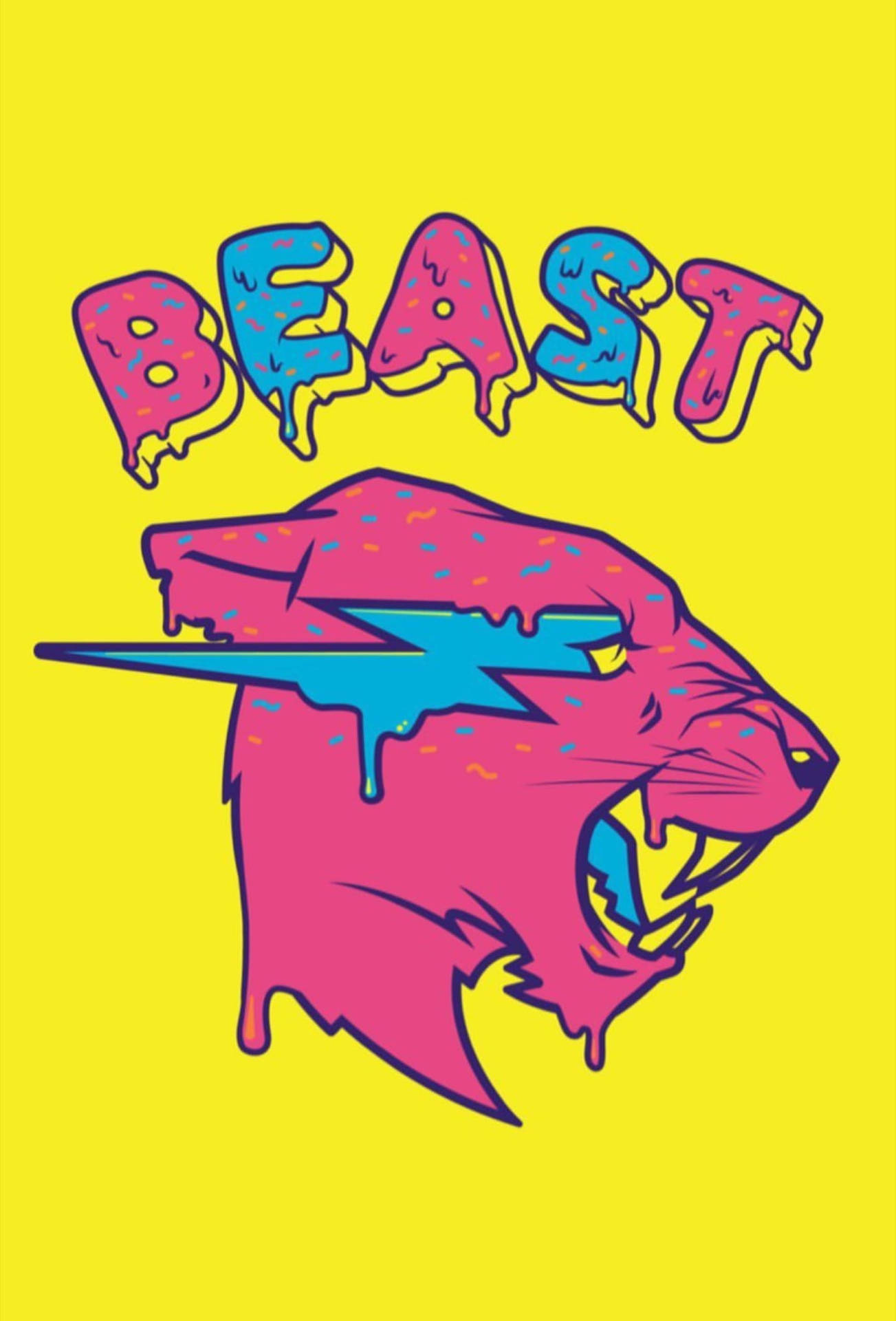 Logode Mr Beast En Amarillo Brillante. Fondo de pantalla