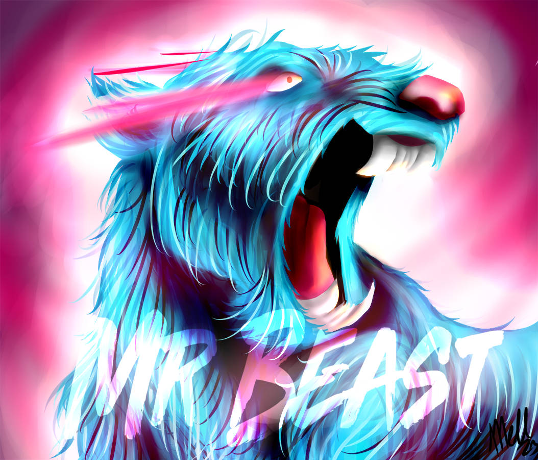 Mr Beast Logo Roaring In Magenta Wallpaper