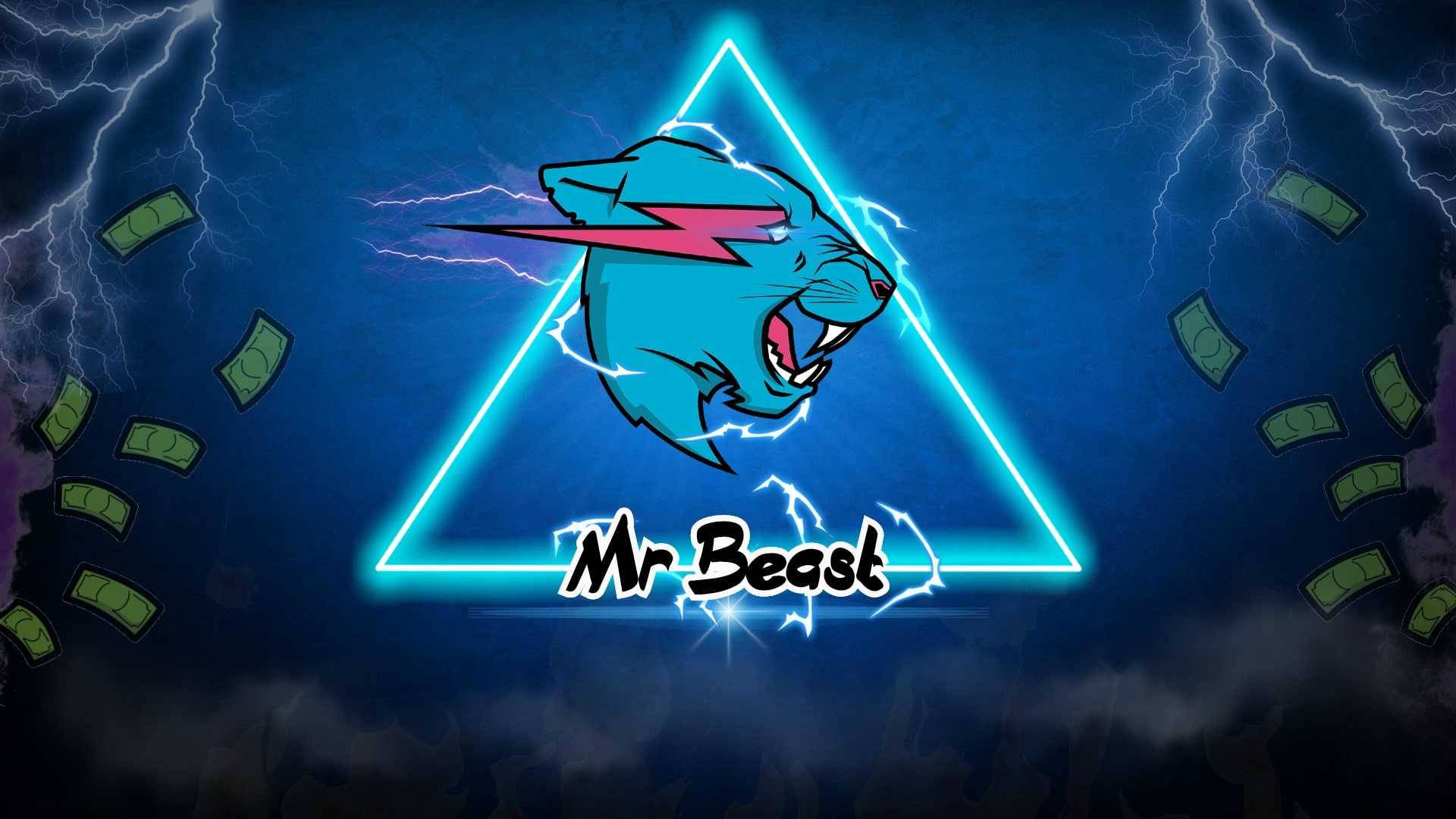 Mr Beast Logo With Neon Triangle Wallpaper