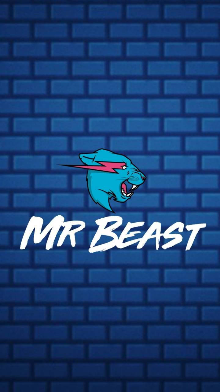 Mr Beast On Blue Brick Wall Wallpaper