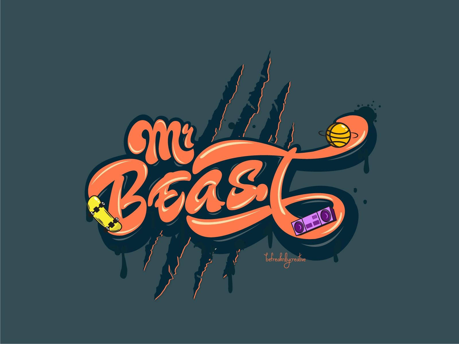 Mr Beast Orange Wordmark Wallpaper