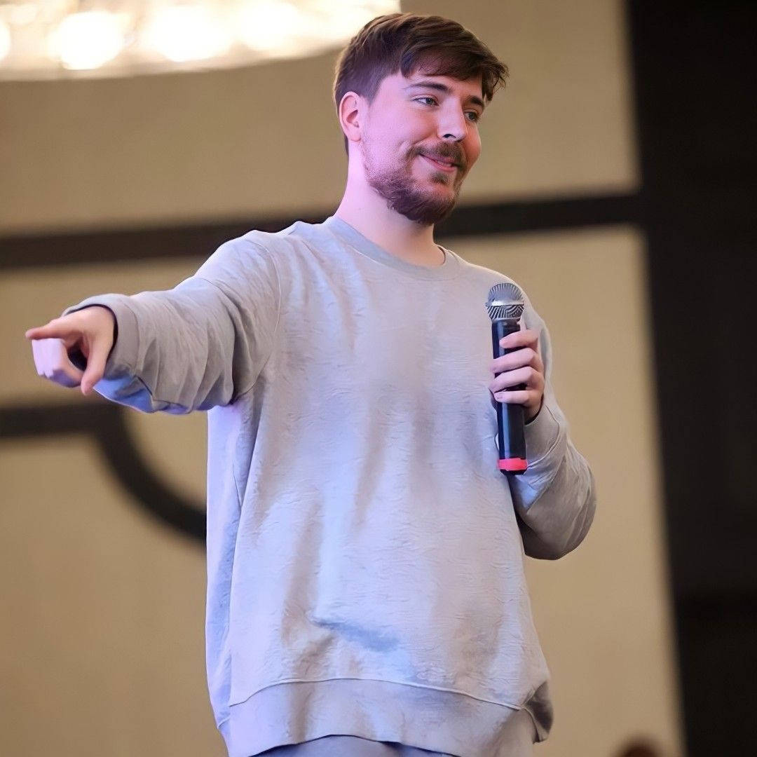 Mr Beast Pointing With Microphone Picture