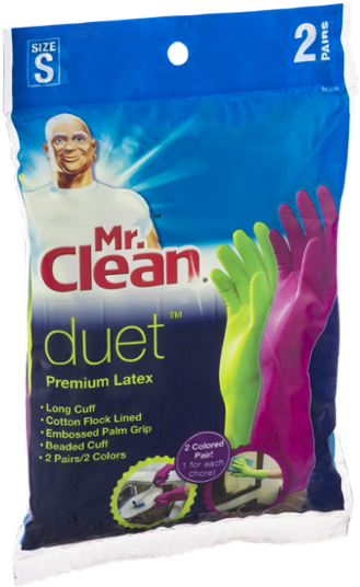 Mr Clean Duet Premium Latex Gloves Package PNG