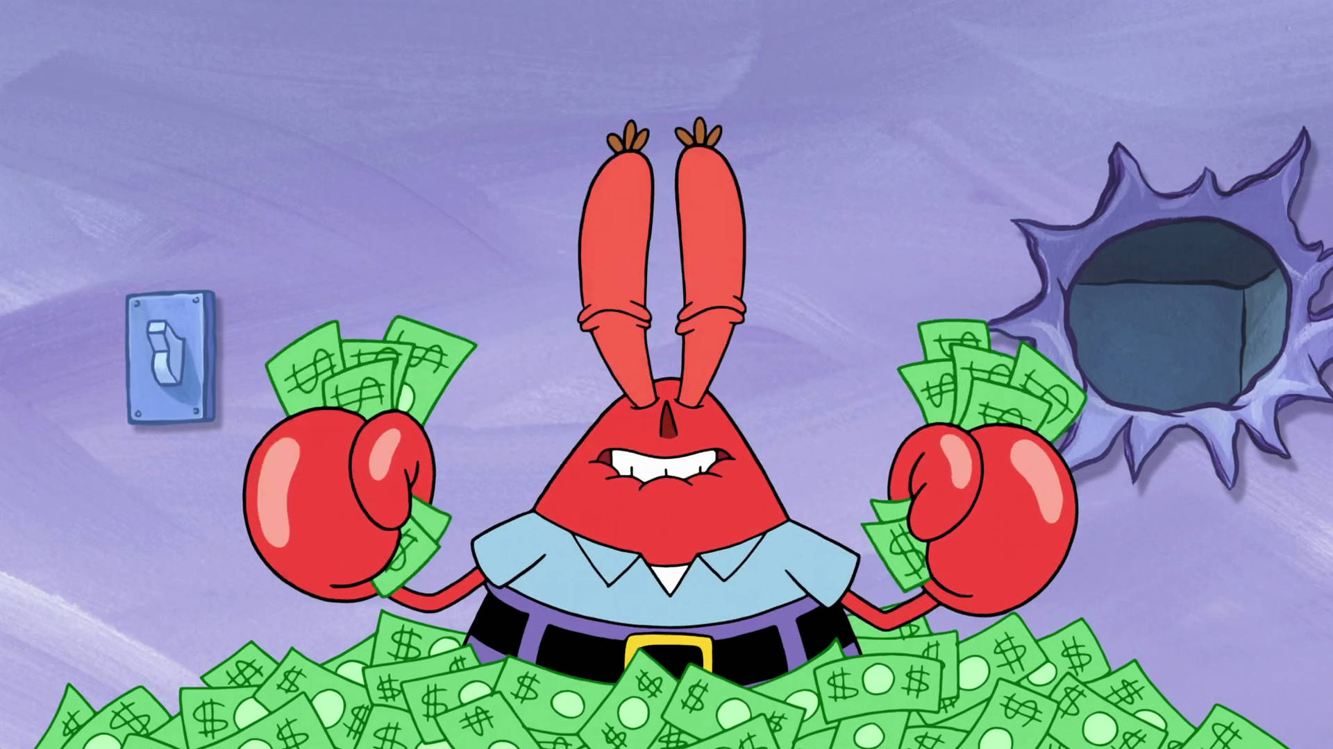 Mr. Krabs Happy Money Wallpaper