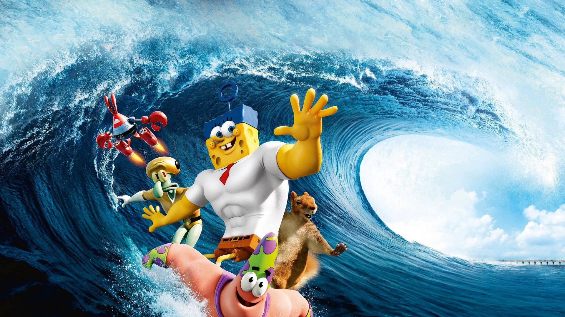 Mr. Krabs in Exciting Scene from Spongebob the Movie Wallpaper
