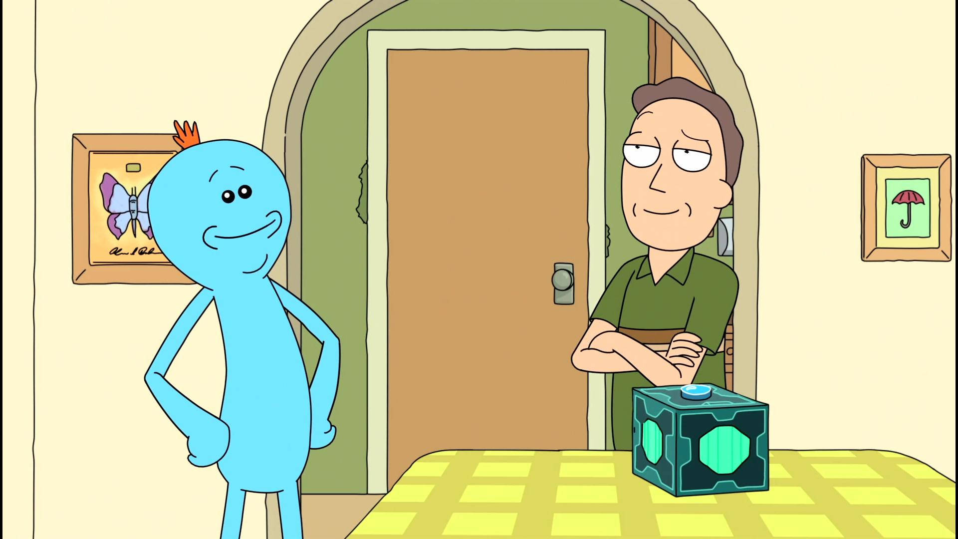 Mr Meeseeks And Box With Jerry Wallpaper