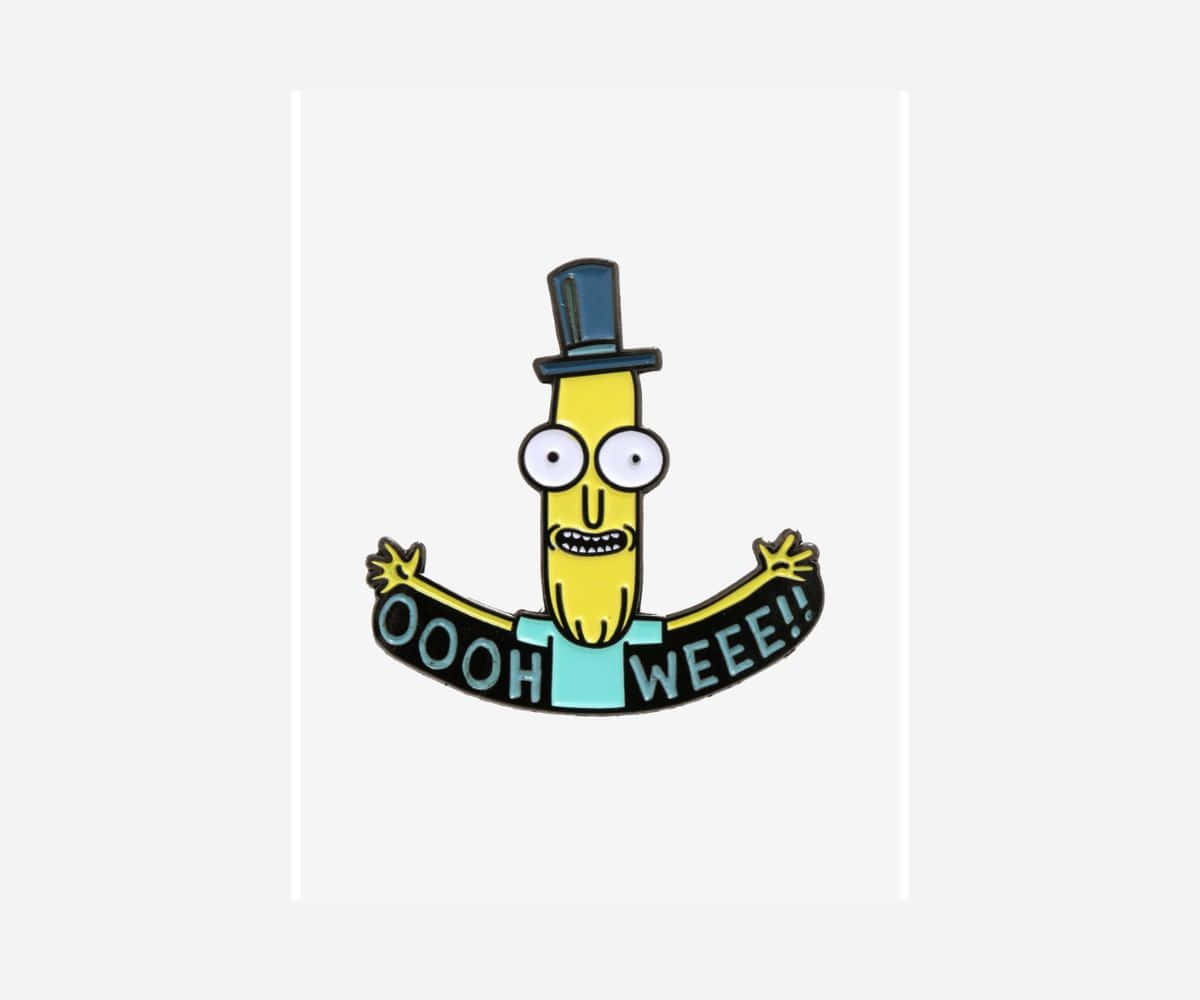 Mr. Poopybutthole laughing in front of a colorful background. Wallpaper