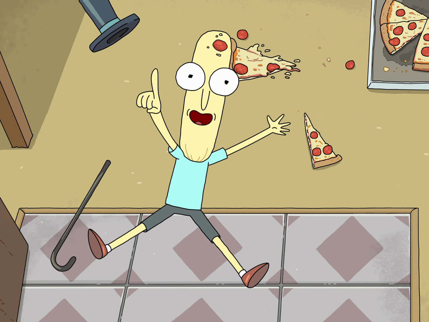 Mr. Poopybutthole entertaining in the living room Wallpaper