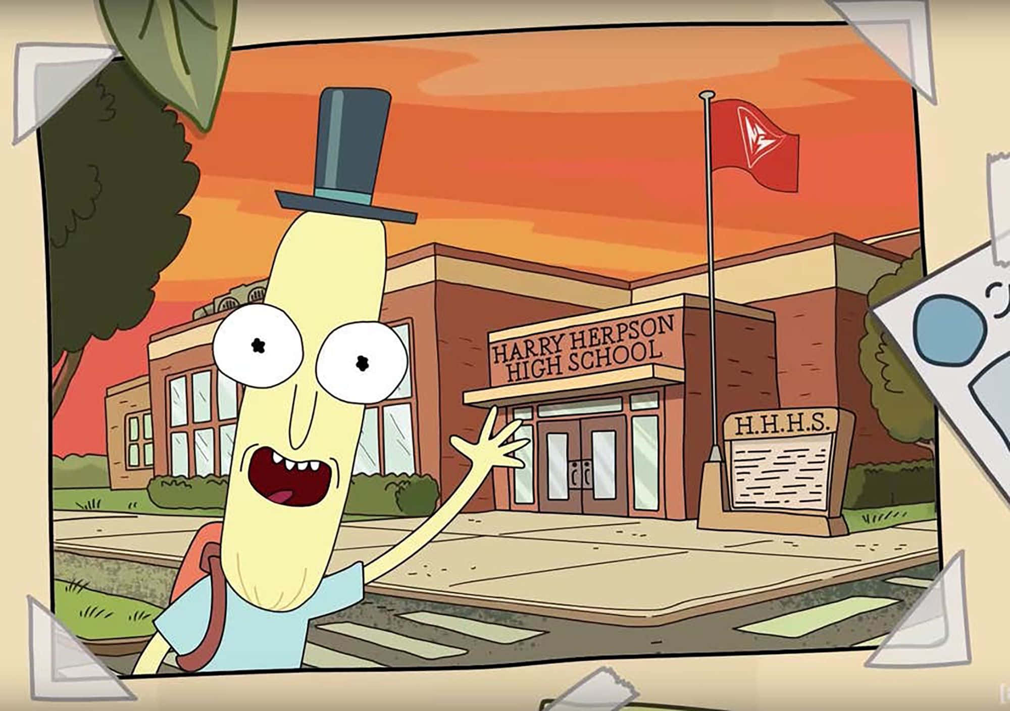 Mr. Poopybutthole enjoying a joyful day in his quirky world Wallpaper