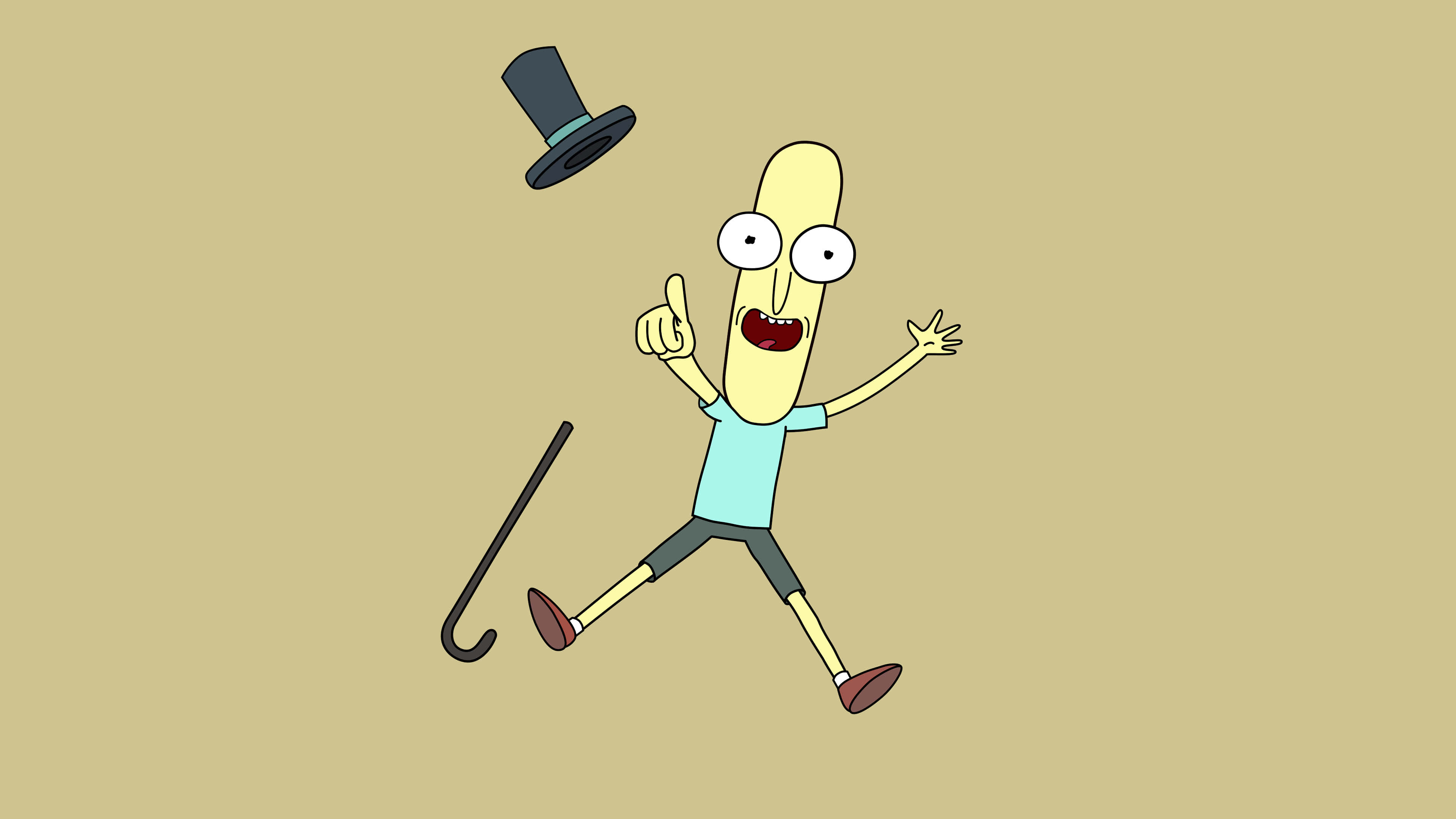 Mr. Poopybutthole from the hit animated series, Rick and Morty, posing happily on a cosmic background. Wallpaper