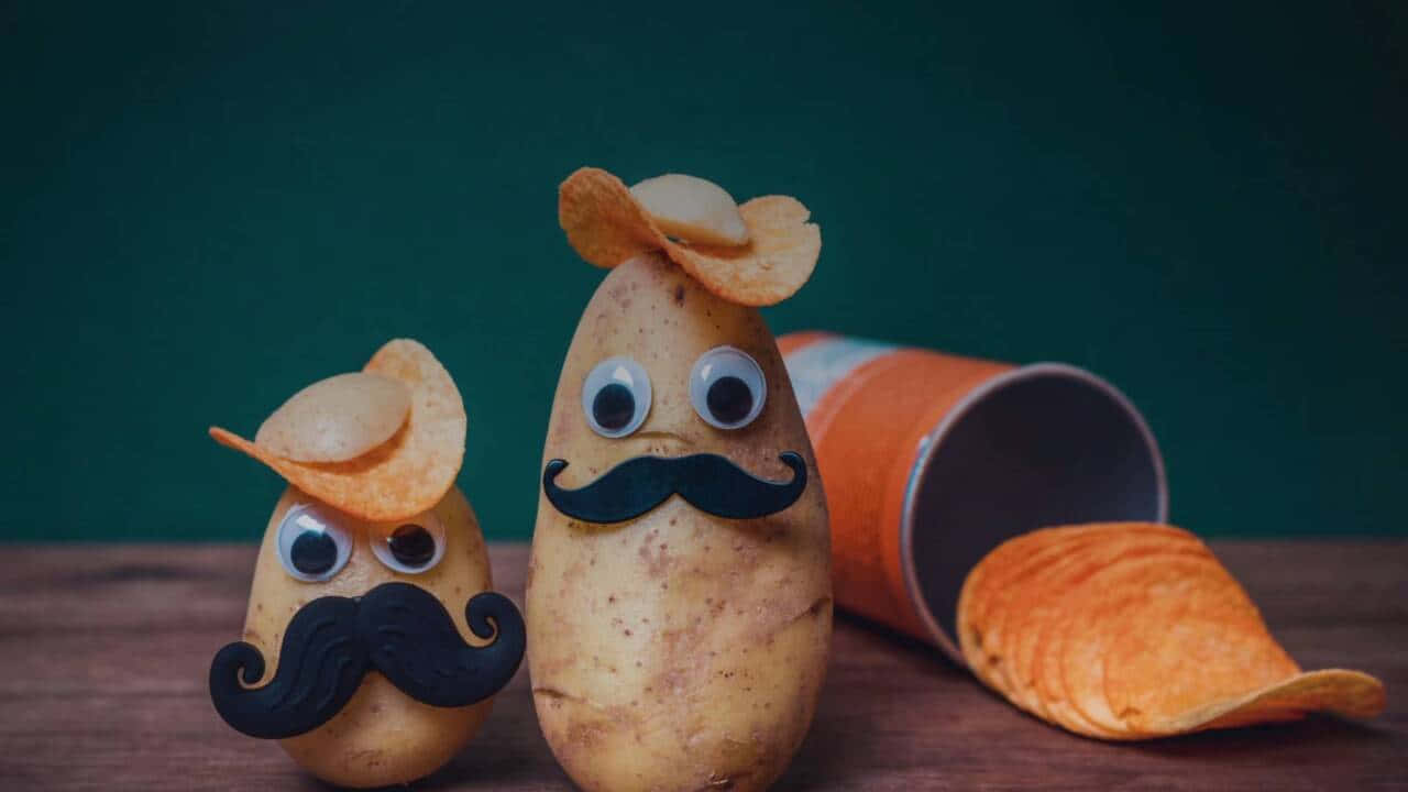Potato Faces With Mustaches And Mustaches