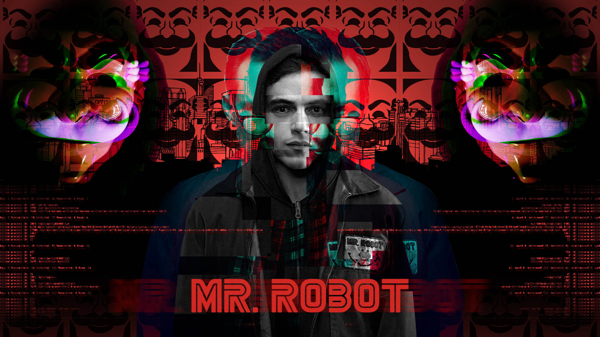 Mr. Robot Red Background Fan Art Wallpaper
