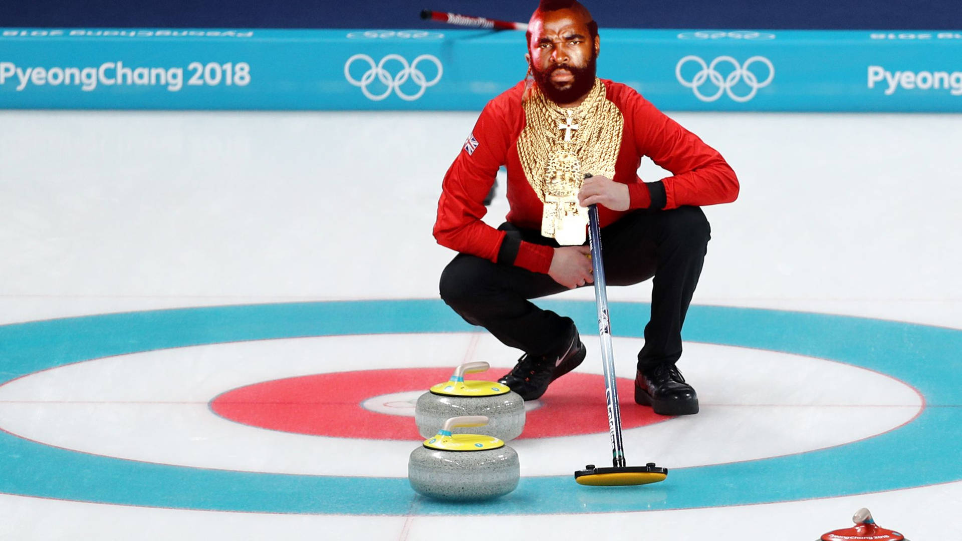 Mr. T Curling On The Ice Wallpaper
