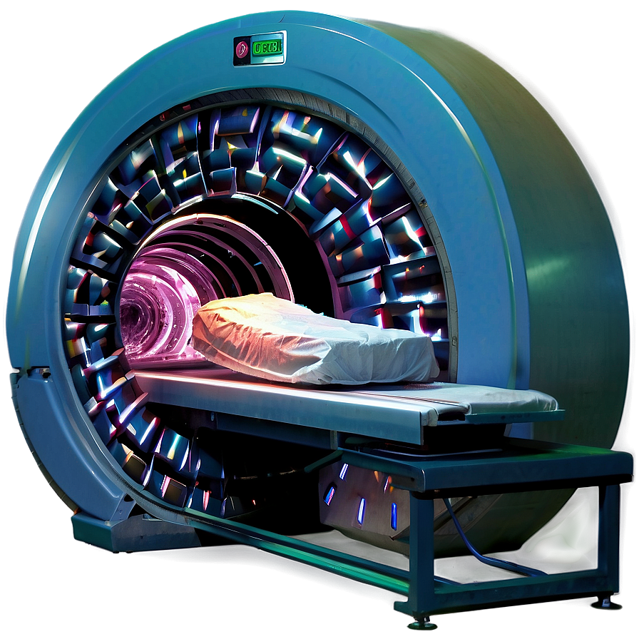 Patient on MRI bed inside glowing scanner tunnel — Mri PNG