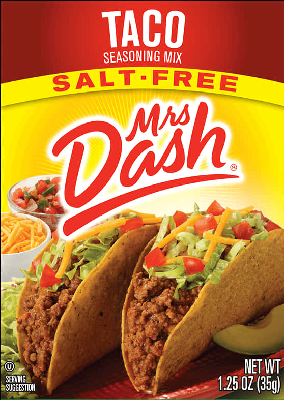 Mrs Dash Salt Free Taco Seasoning Mix Packet PNG