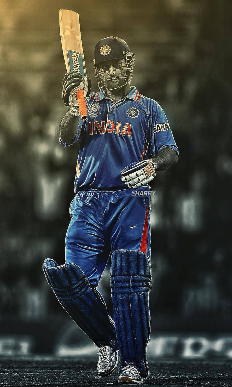 Ms Dhoni Hd Med Flagermus Wallpaper