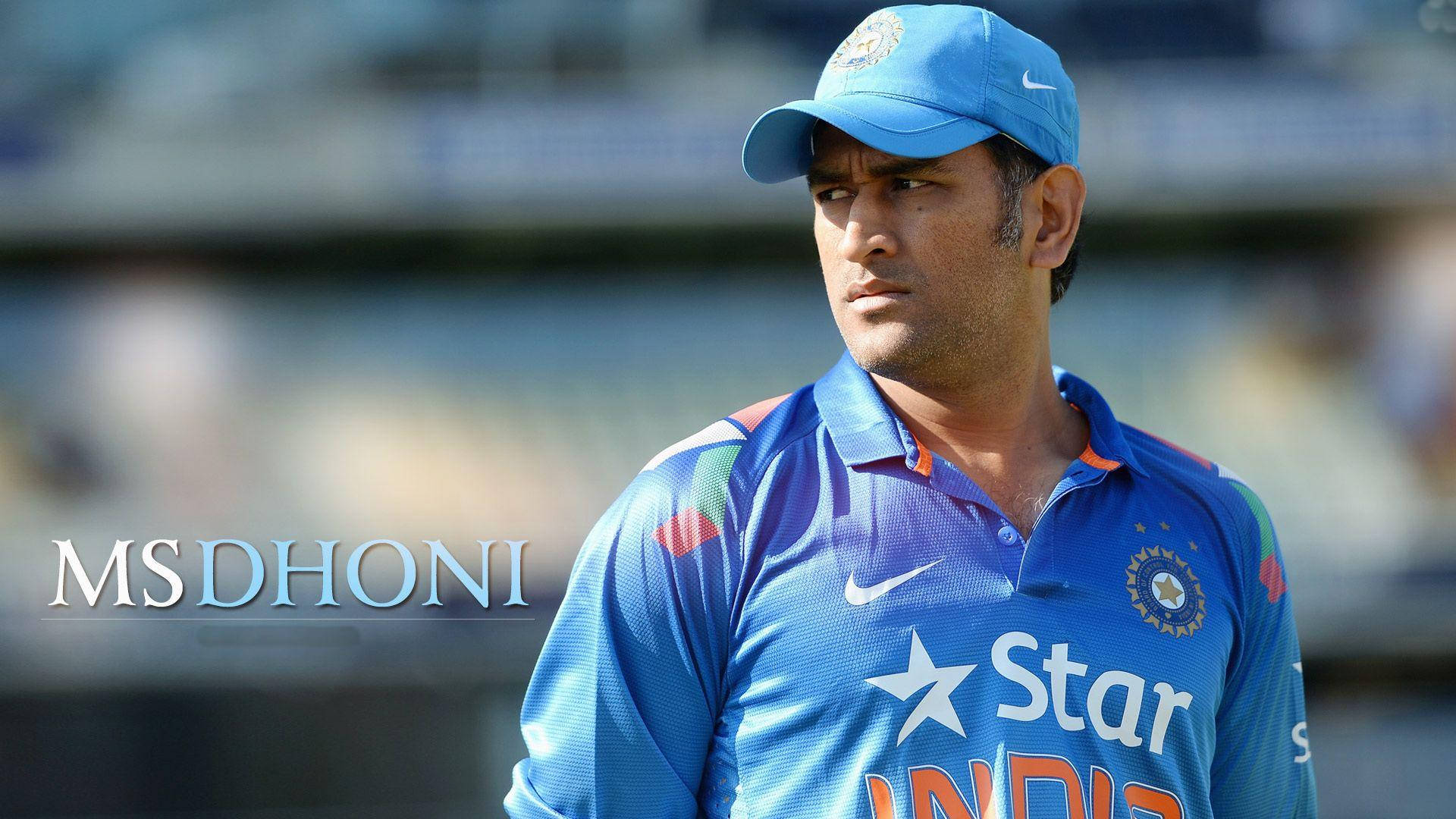 M.S. Dhoni Star Indien Cricket Team Logo Billede Baggrund Wallpaper
