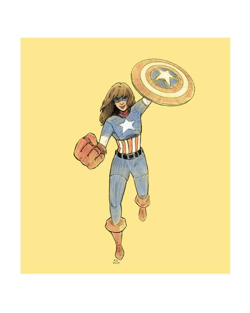 Ms Marvel som Captain Americas protegé Wallpaper
