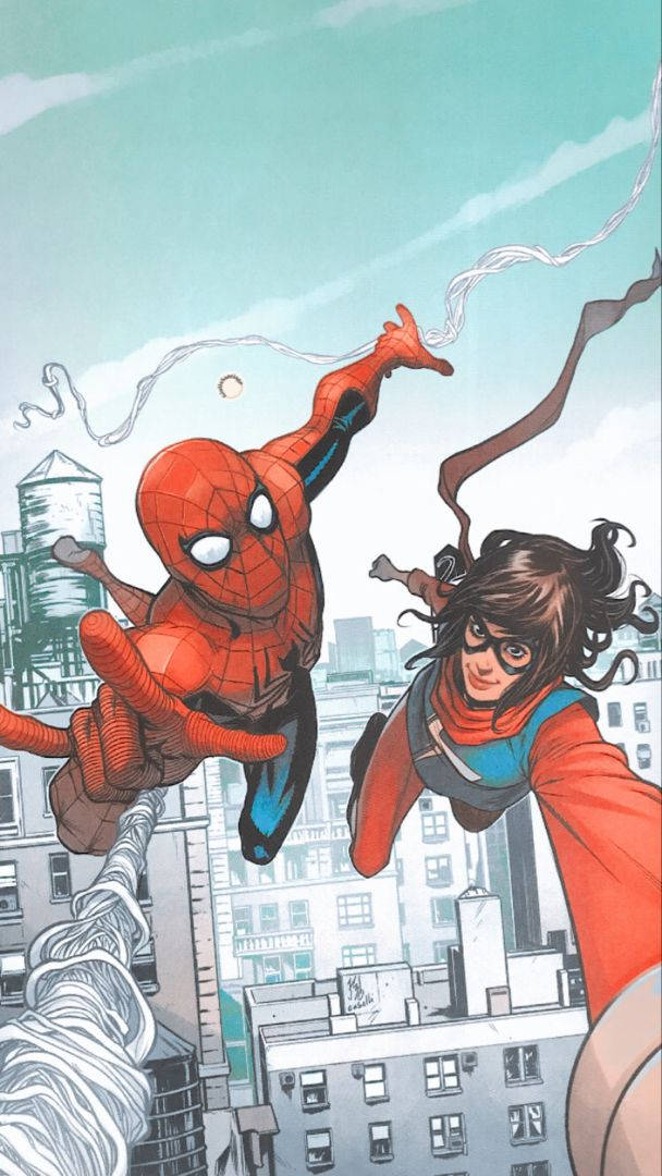 Ms Marvel With Spiderman Wallpaper