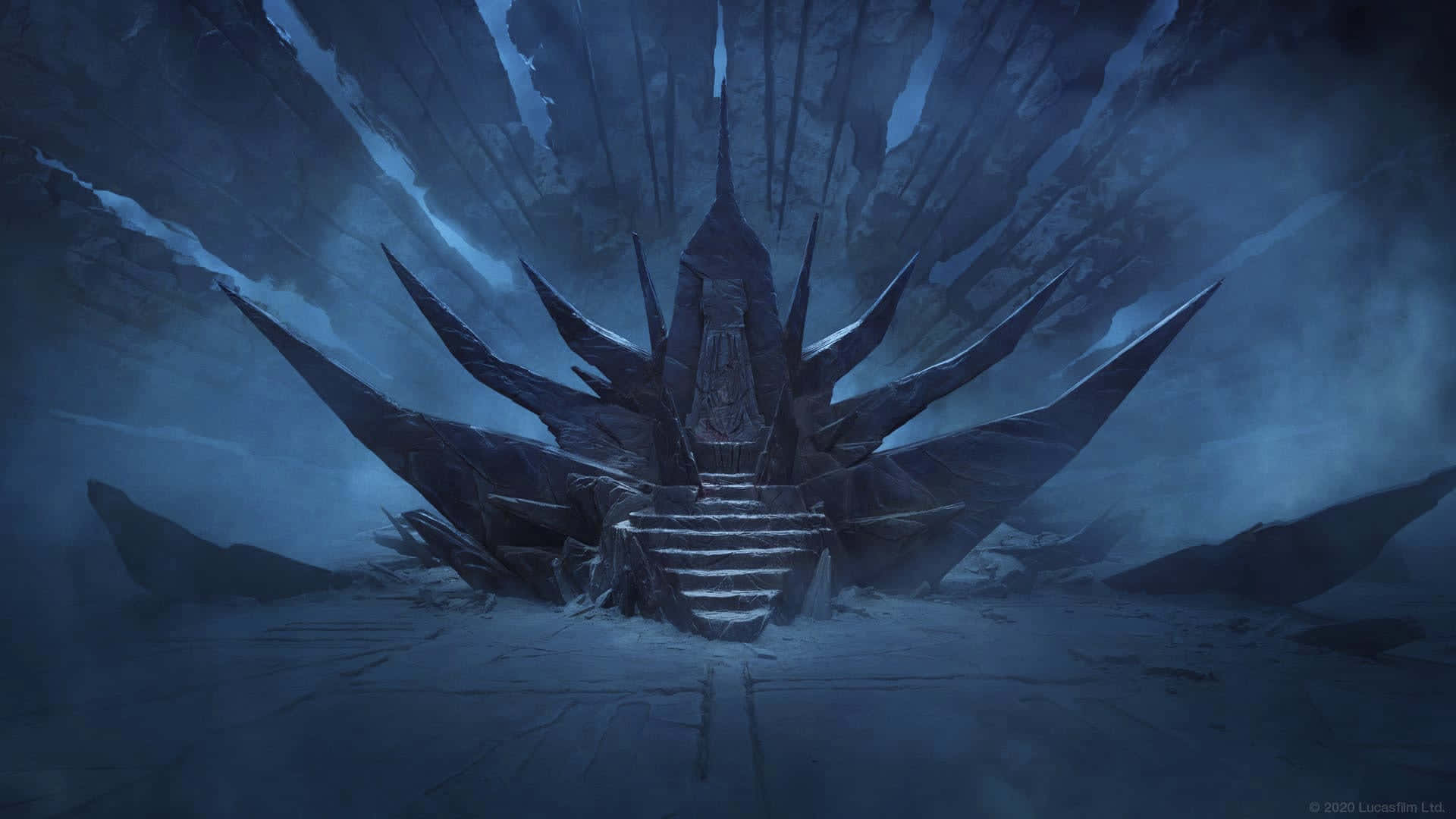 A Large Throne In The Middle Of A Dark Cave