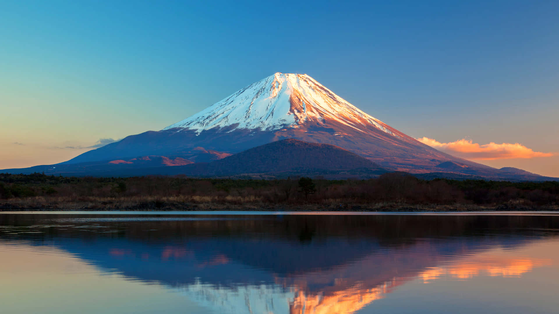 Njutav Japans Ikoniska Berget Fuji I Sin Naturliga Skönhet.