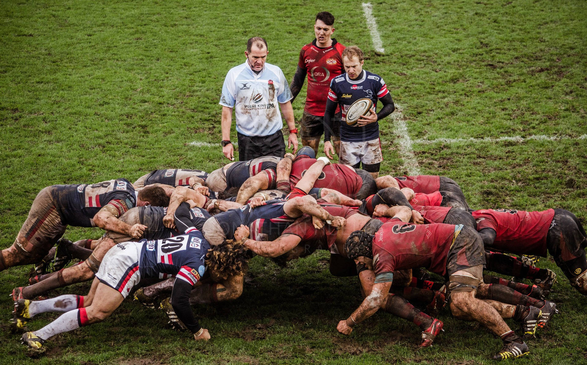 Muddy Rugby Scrum