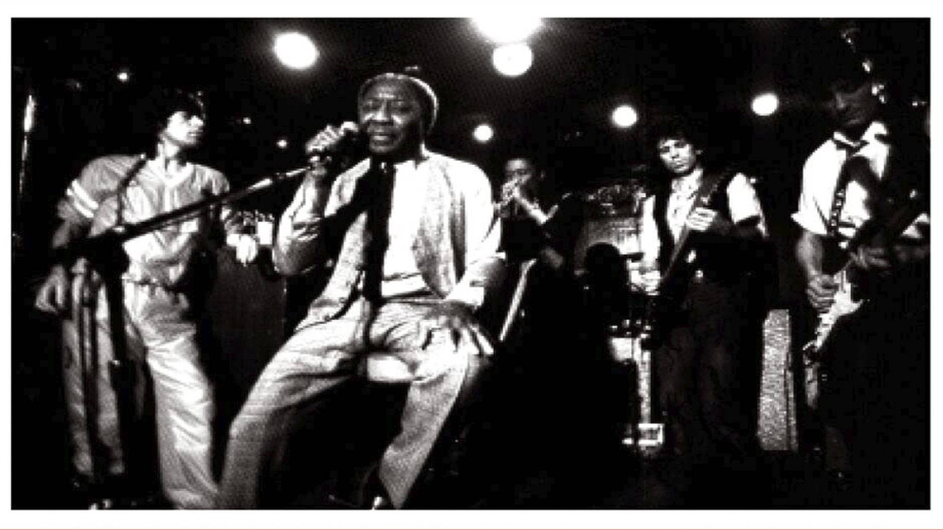 Muddy Waters og Rolling Stones Checkered Lounge 1981 Sceneypræstation Wallpaper