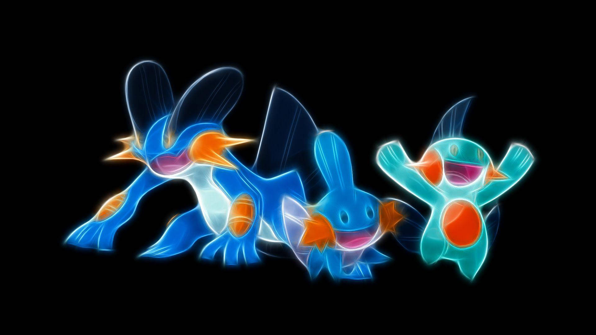 Mudkip And Friends In Neon Wallpaper