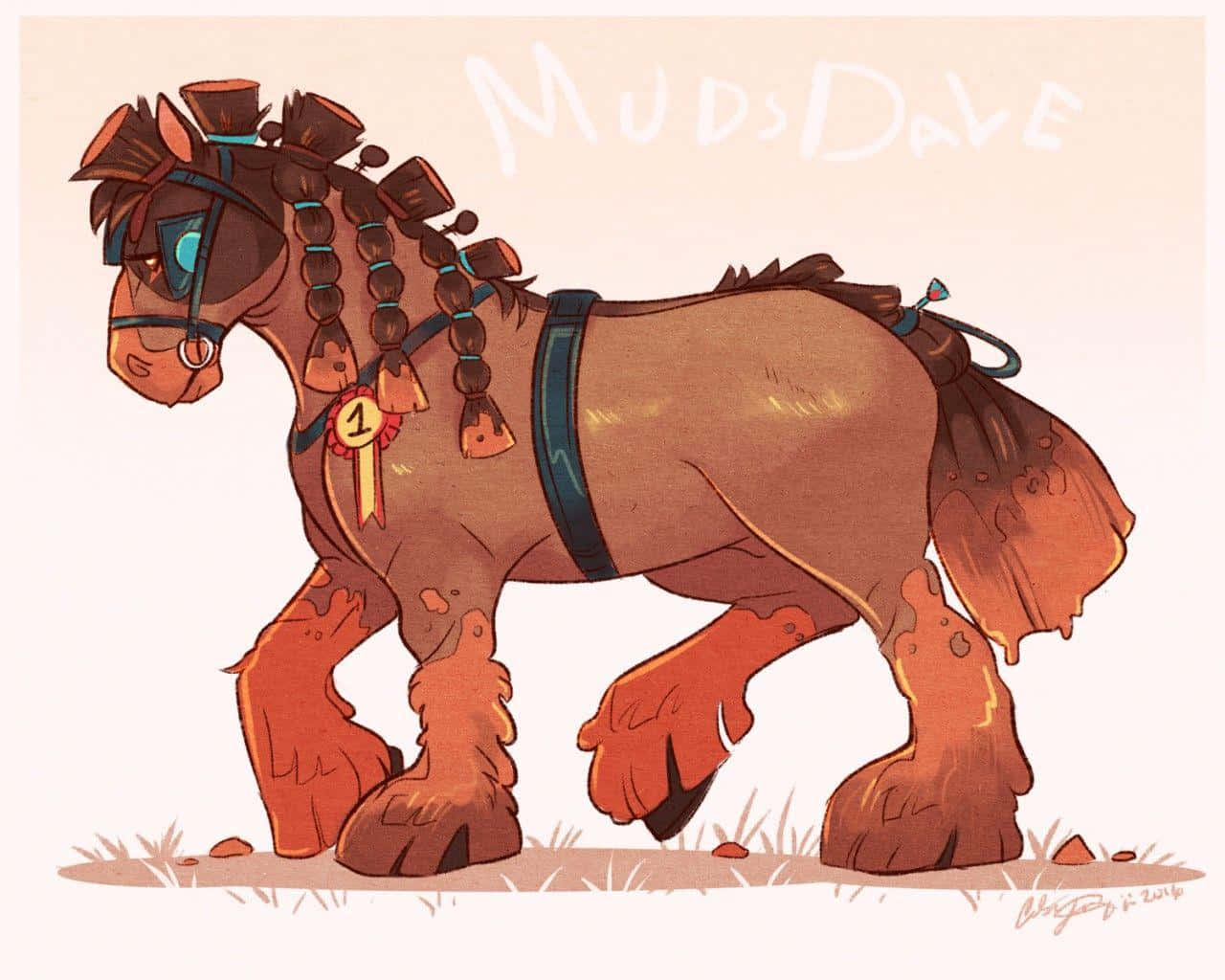 Mudsdale With Number One Ribbon Wallpaper