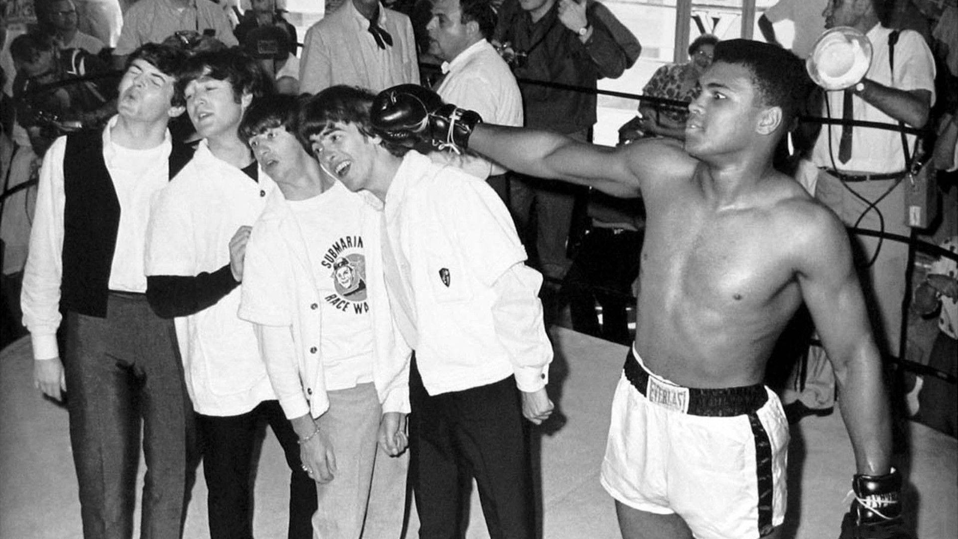 Legends Unite! - Muhammad Ali Poses with the Beatles Wallpaper