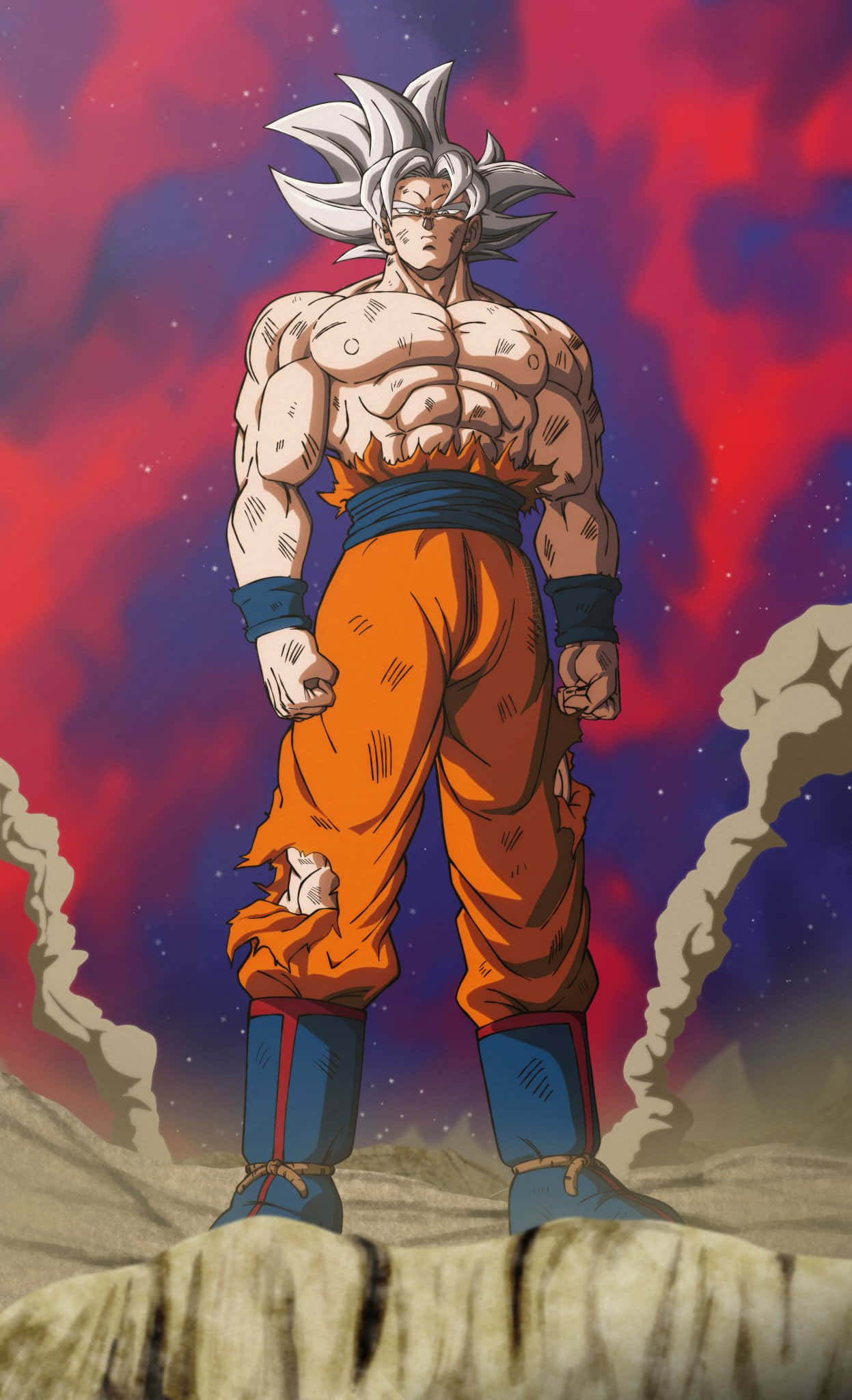 Mui Goku Kicking Into Action Wallpaper