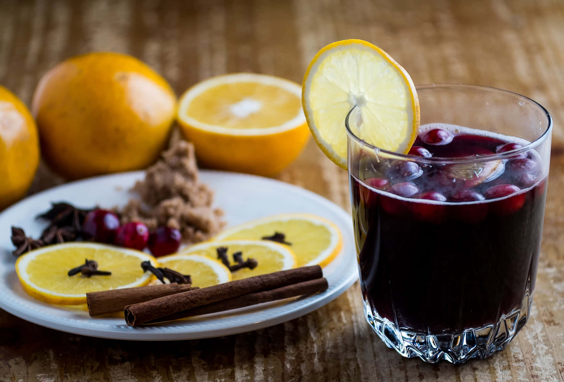 "Winter's Delight - A Glass of Aromatic Mulled Wine" Wallpaper