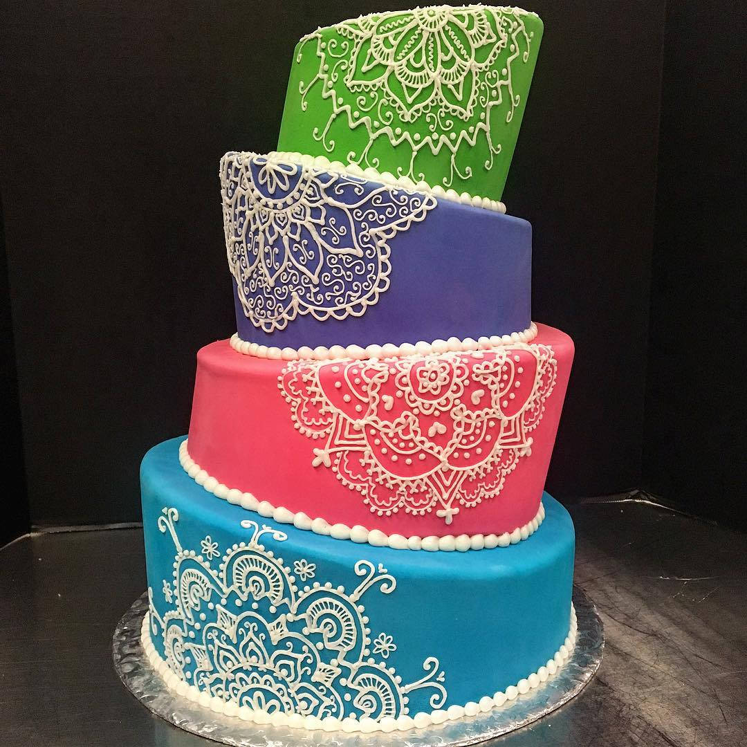 Multi Color Mandala Wedding Cake Wallpaper
