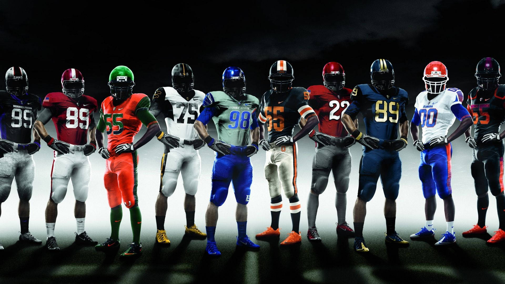 Multi-colored Football Uniforms Sports