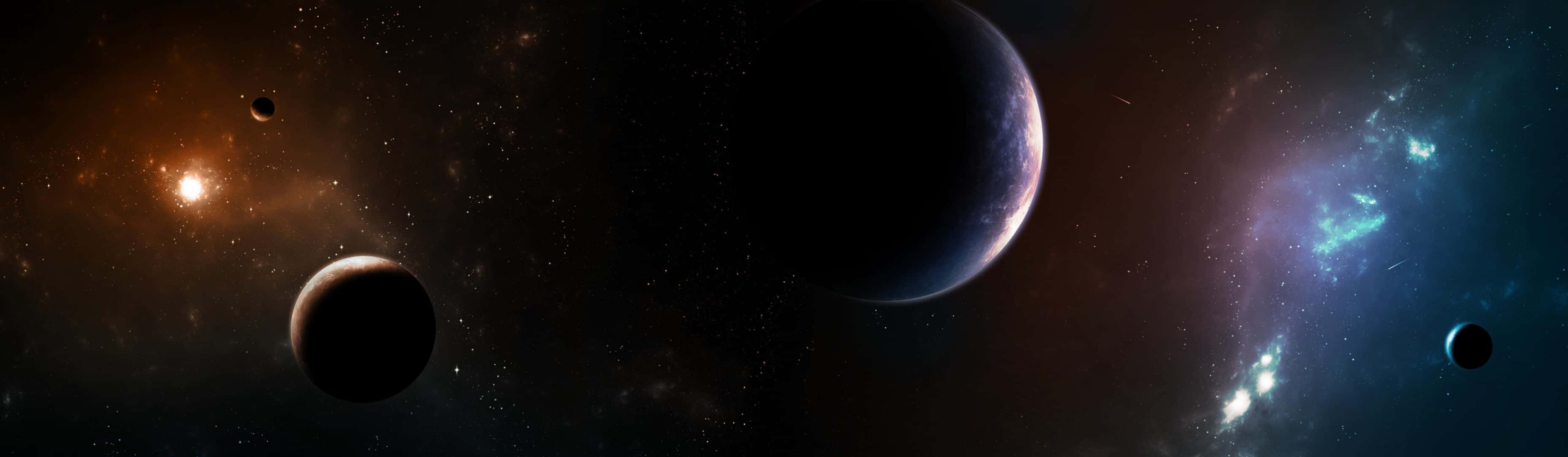 A Space Scene With Several Planets And Stars Wallpaper