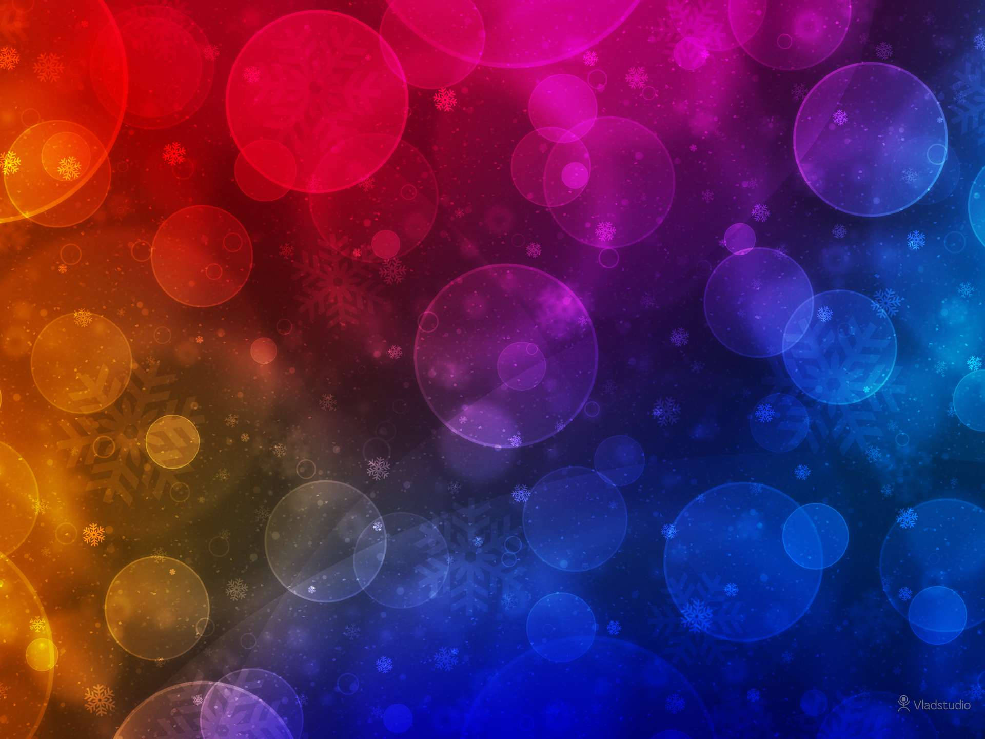 Multicolor Festive Lens Flare With Silhouette Snowflakes Wallpaper