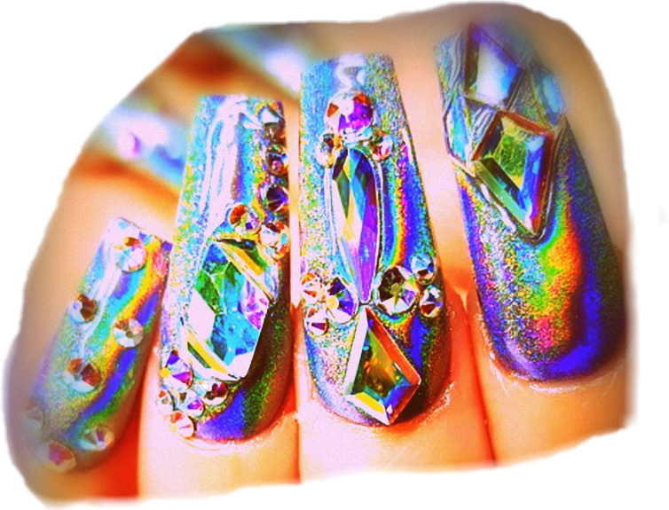 Multicolor Gemstone Nail Art PNG