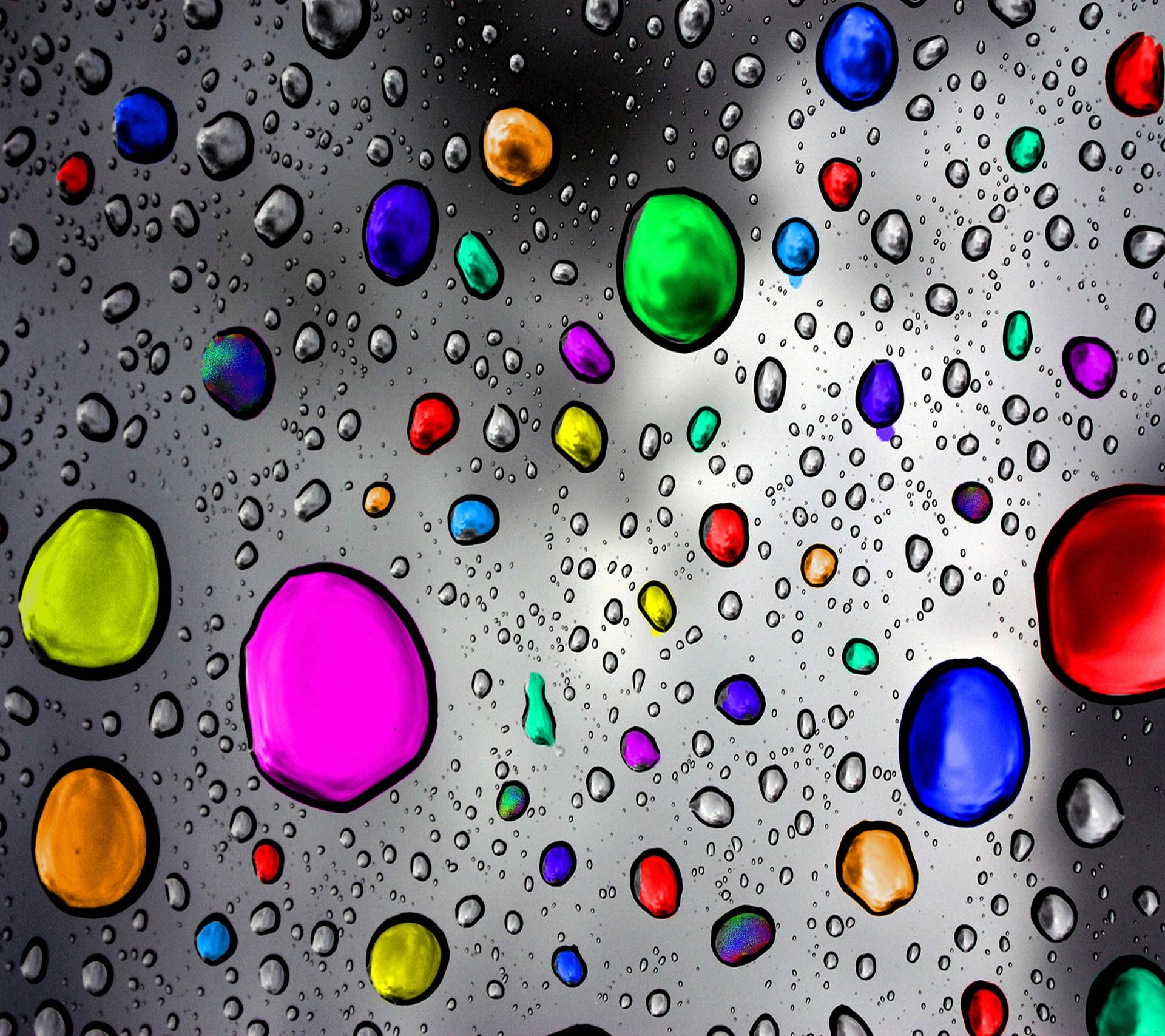 Multicolor Rain Drops Wallpaper