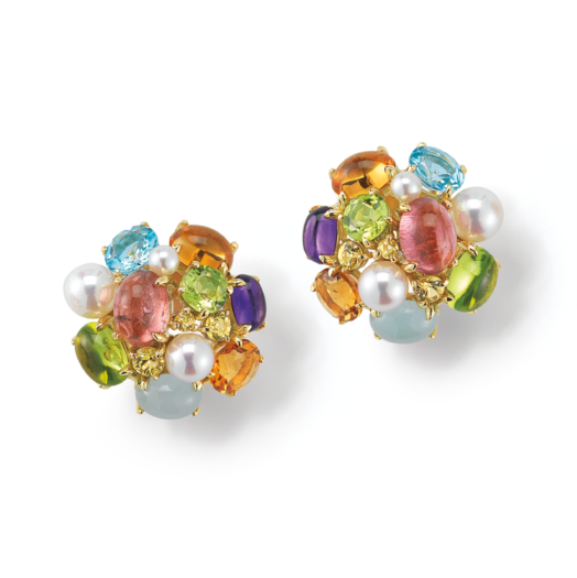 Multicolored Gemstone Earrings Product Photography PNG