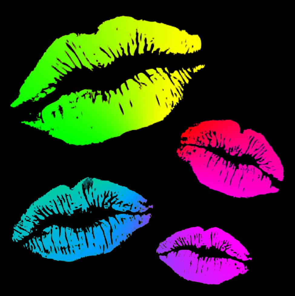Multicolored Kiss Marks Of Lips Wallpaper