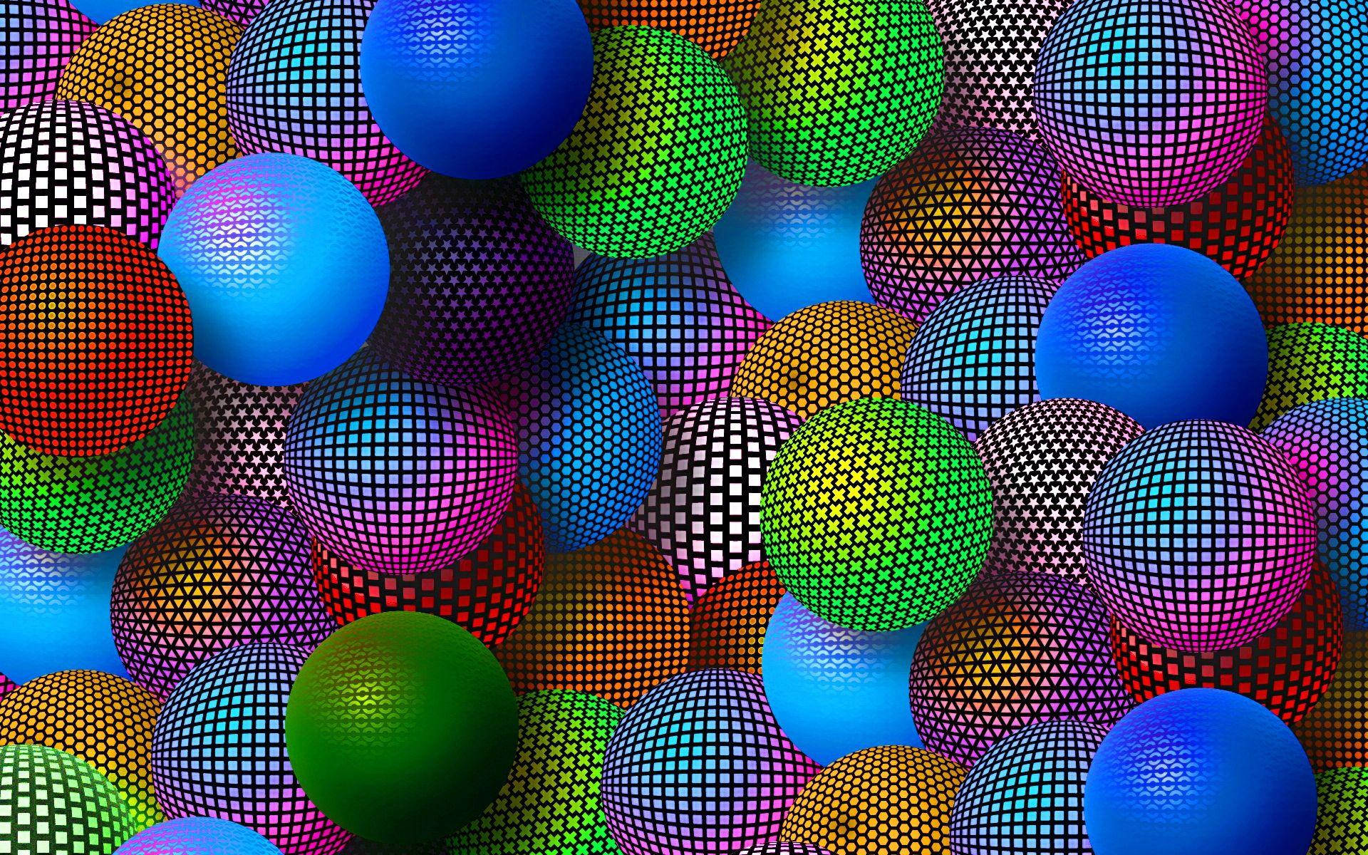 Multicolored Neon Balls Graphic Wallpaper