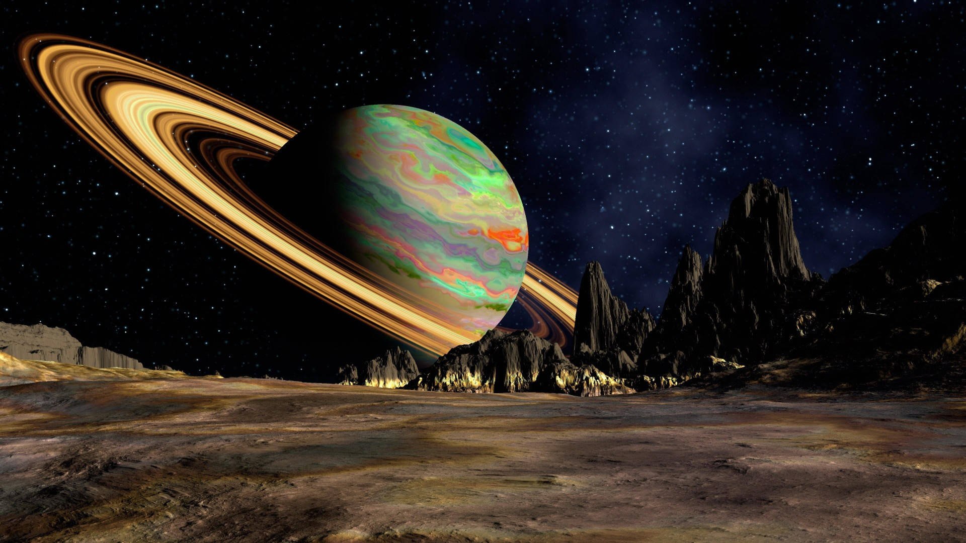 Multicolored Saturn 4k Background
