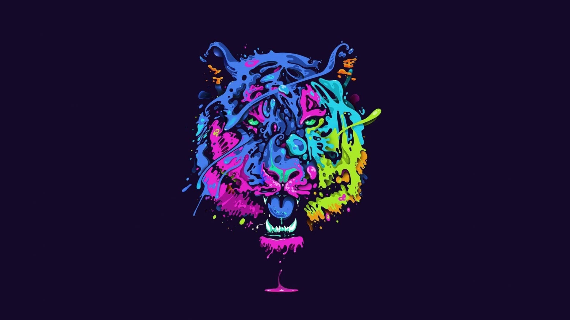Multicolored Tiger Painting Wallpaper