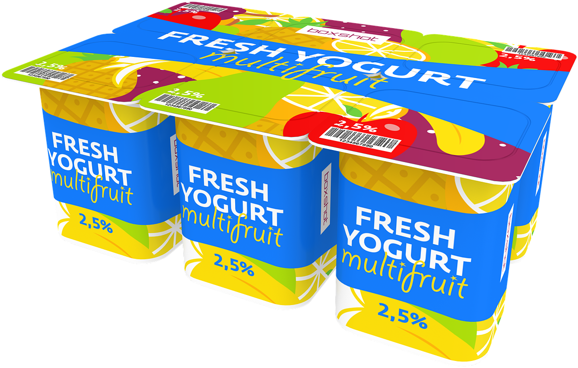Multifruit Yogurt Pack3 D Rendering PNG