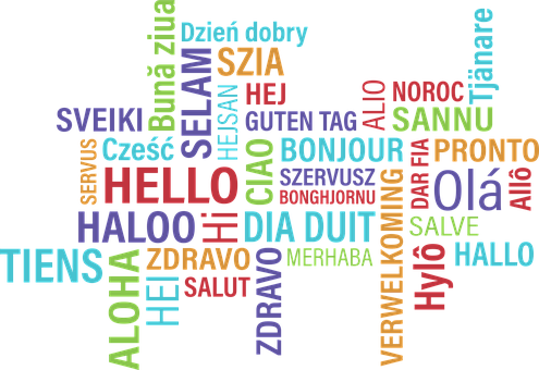Multilingual Greetings Word Cloud PNG