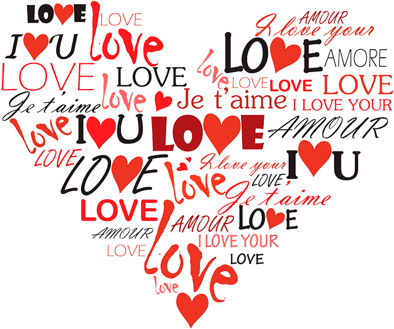 Multilingual Love Expressions PNG